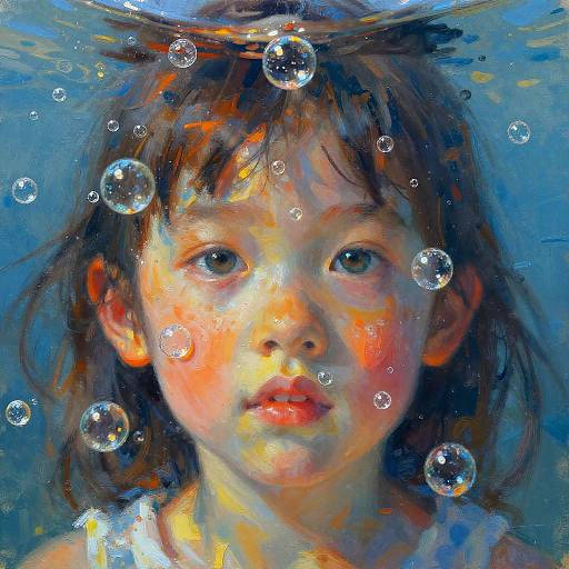 Surreal Child Portrait with Crystal Bubbles
