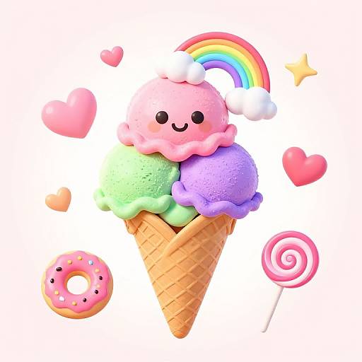 Whimsical Cute Ice Cream Delight