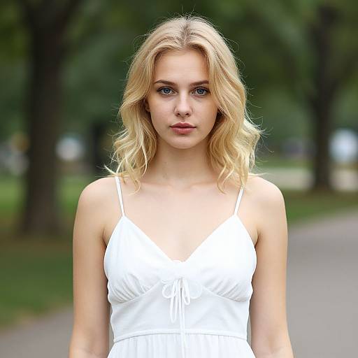 Young Blonde Woman in Park