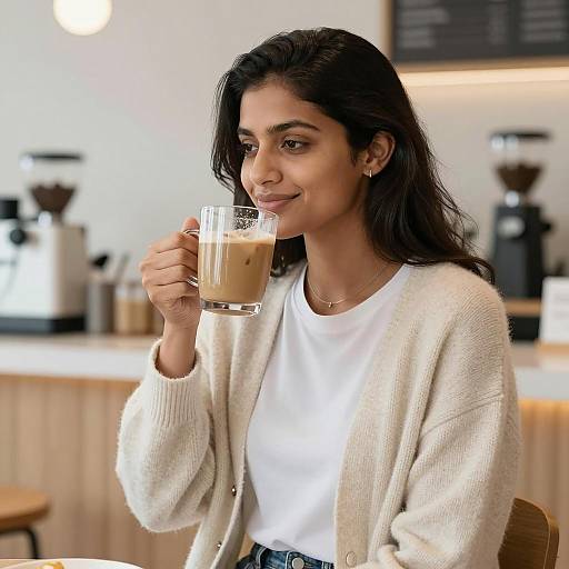 Cozy Coffee Moment in Modern Cafe