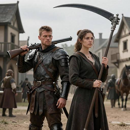 Medieval Town Duelists with Heavy Weapons