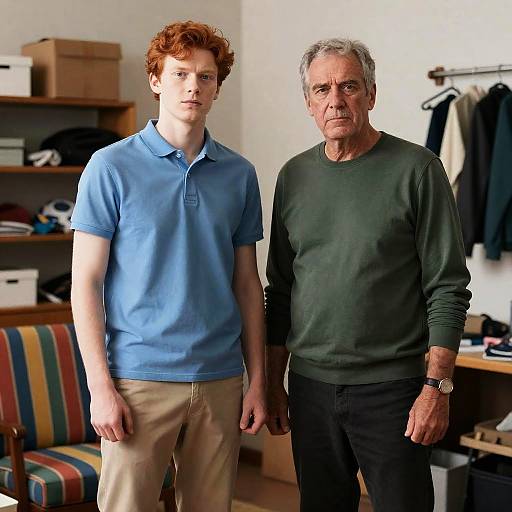 Serious Duo in a Cluttered Room