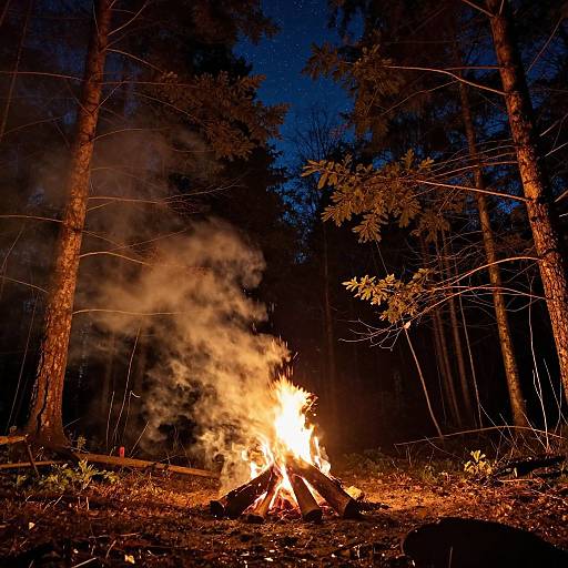 Cozy Forest Campfire with Smoke