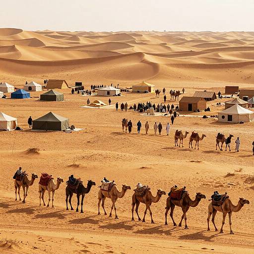 Nomadic Desert Settlement at Sunset