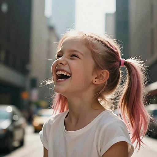 Cinematic Backlit Girl with Pink Ponytails