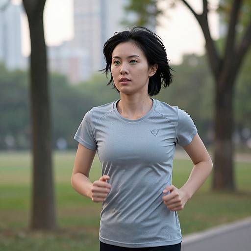 Fit Woman Jogging in City Park