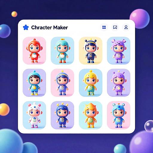 Futuristic Cartoon Character Maker Interface