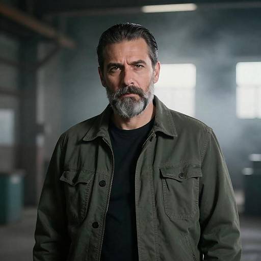 Graying Beard Man in Industrial Light