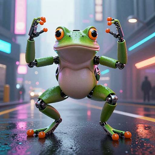 Cyberpunk Frog with Neon Glow
