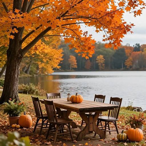 Autumn Rustic Outdoor Dining Scene