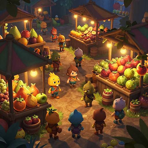 Vibrant Fantasy Fruit Market Scene