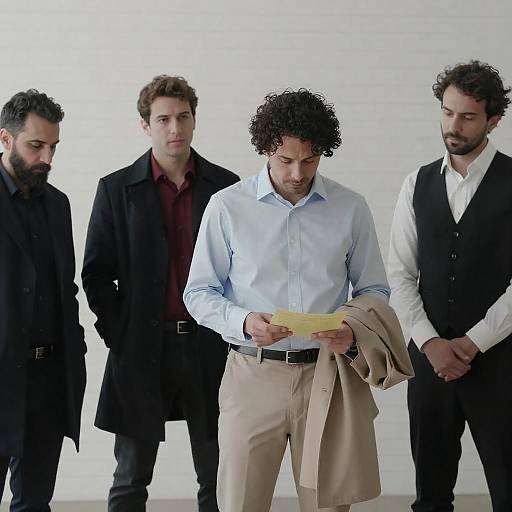 Four Men Standing with Serious Expressions