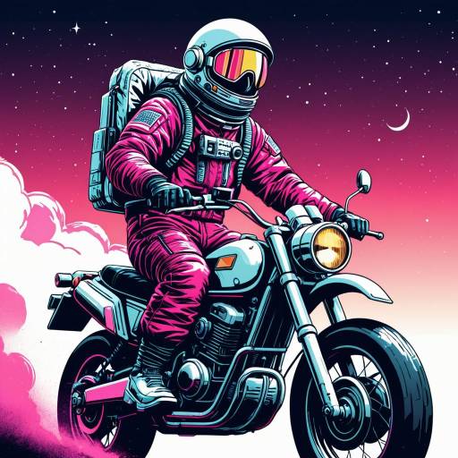 Retro Astronaut on Synthwave Motorcycle Retro Astronaut on Synthwave Motorcycle