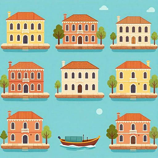 Vibrant Venetian Canal Platformer Sprite Sheet