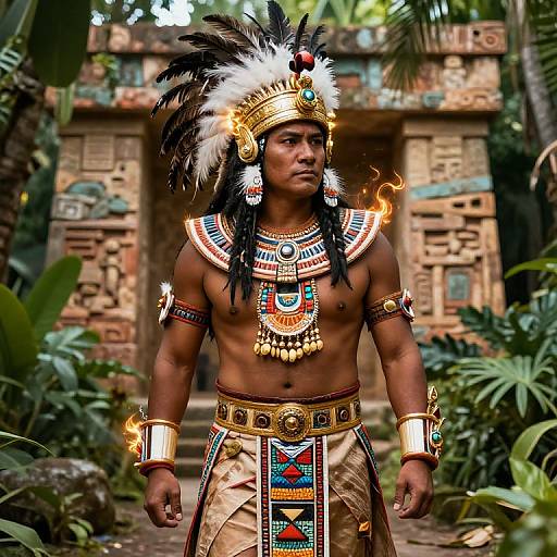 Aztec Warrior in Mystical Jungle