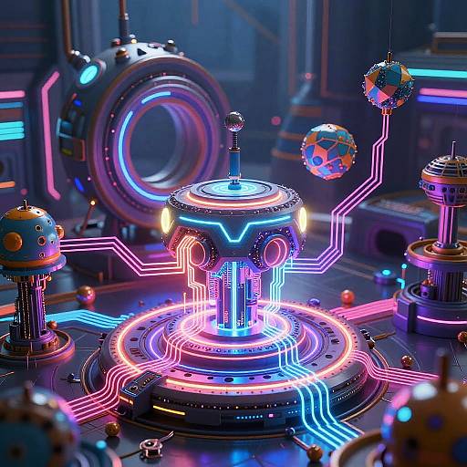 Vibrant Futuristic Neon Cyber Art