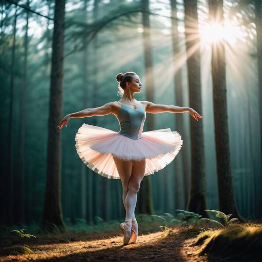 Ballet Dancer Posing in Forest