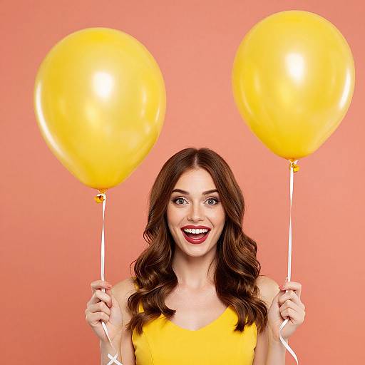 Joyful Woman with Yellow Balloons