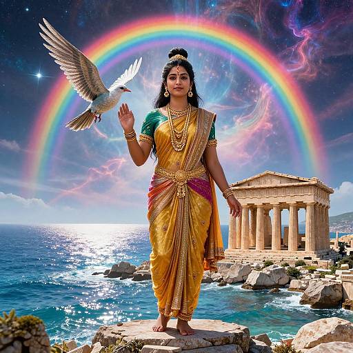 Sarngika Bird Spirit with Greek Ruins