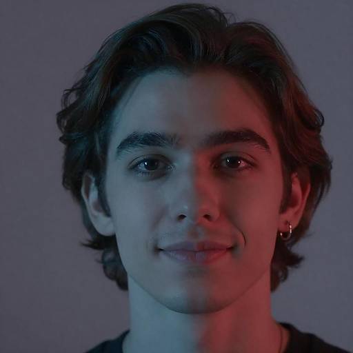 Portrait of Young Man in Colorful Lighting