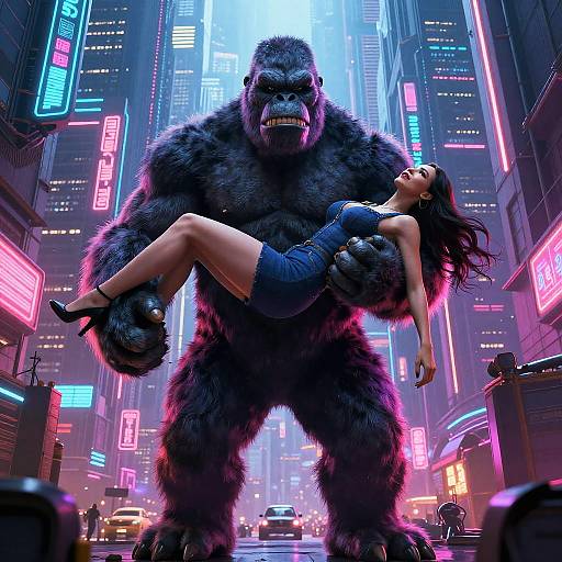 Cyberpunk King Kong Epic Scene