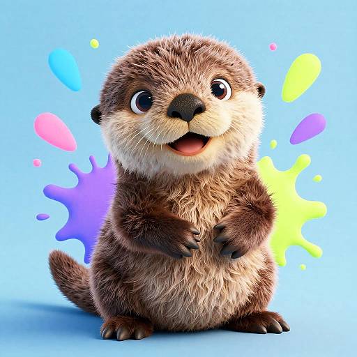 Realistic 3D Baby Sea Otter