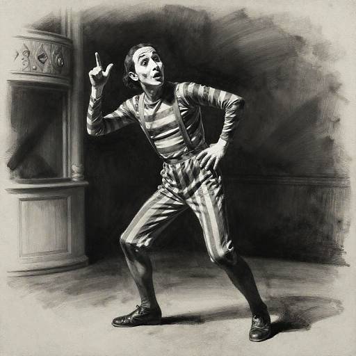 Charcoal Mime in Vintage Theater Backdrop
