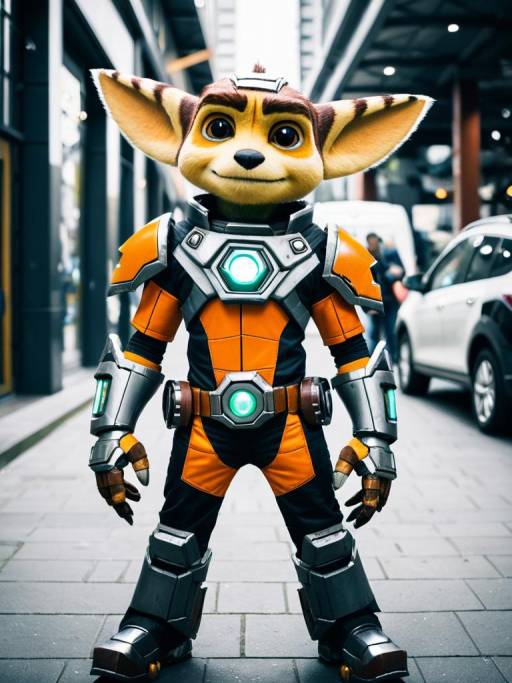 Cosplayer in Clank Costume from Ratchet & Clank