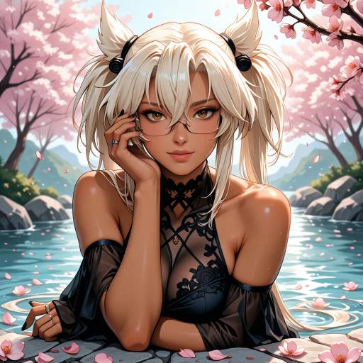 Elegant Cherry Blossom Princess Portrait