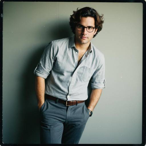 Casual Young Man with Glasses in Polaroid Style