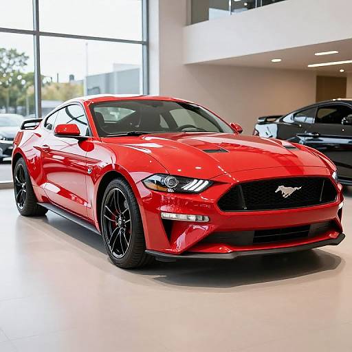 Red Ford Mustang GT in Showroom