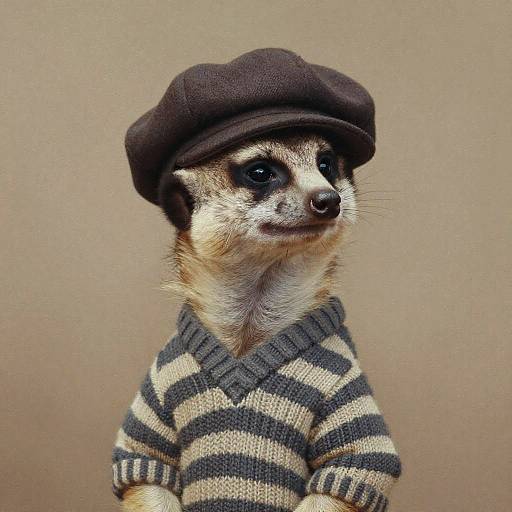 Vintage Meerkat Portrait in Sweater