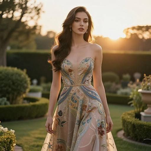 Elegant Woman Bathed in Sunset Glow