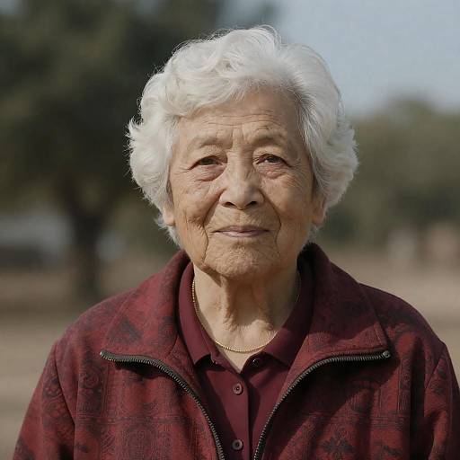 Elderly Woman in Maroon with Jacket