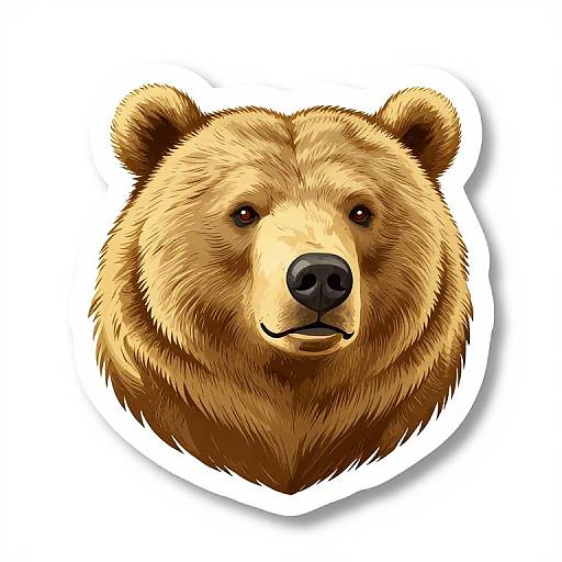 Gold-Toned Ink Cartoon Grizzly Bear