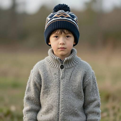 Boy in Woolen Sweater and Hat