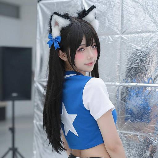 Portrait of Asian Woman with Cat Ears