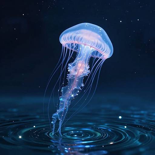 Celestial Stardust Jellyfish Over Lake