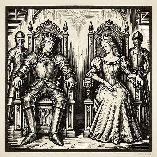 Linocut Royal Slumber Scene