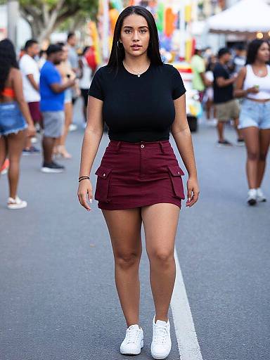 Curvy Woman at Street Carnival