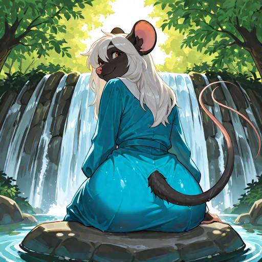 Serene Mouse Girl in Sacred Nature