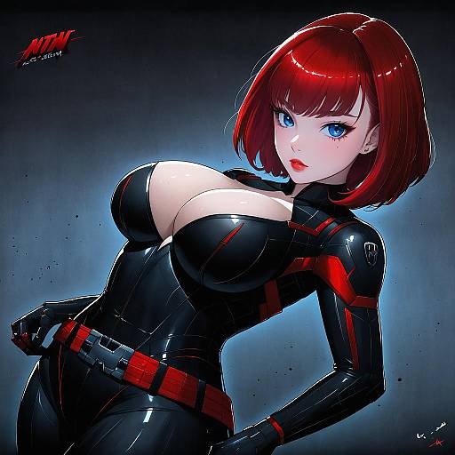 Illustration of Black widow, marvel in the style of Uneg