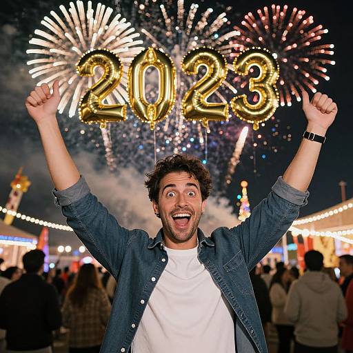 Joyful Man Celebrating New Year 2023