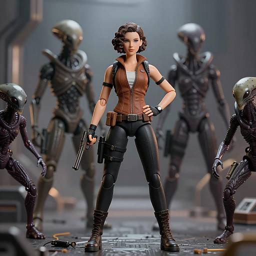 Confident Sci-Fi Action Hero in Battle