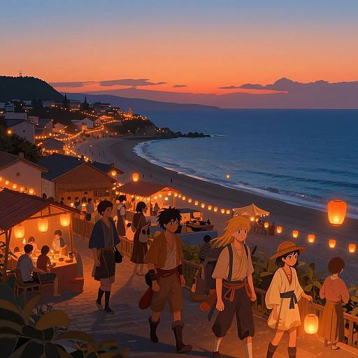 Anime Seaside Festival at Sunset