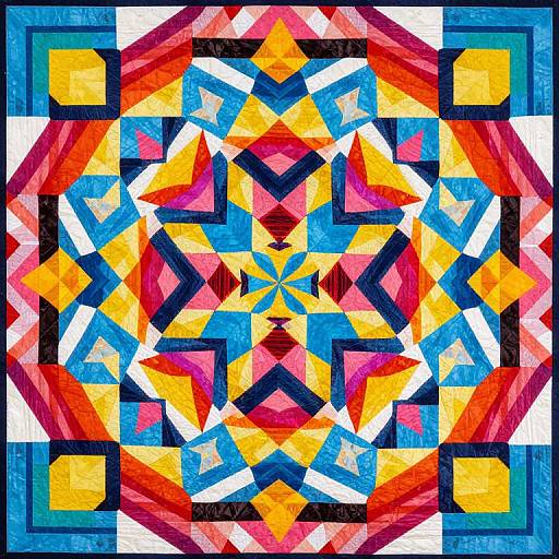Vibrant Kaleidoscopic Geometric Quilt