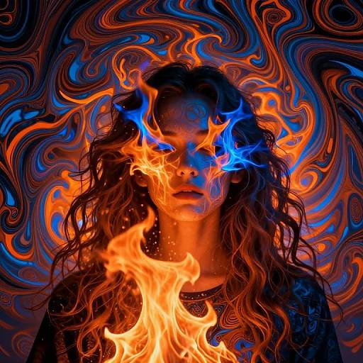 Psychedelic Fiery Swirling Portrait