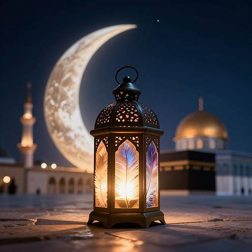 Feather Ramadan Lantern with Holy Sites