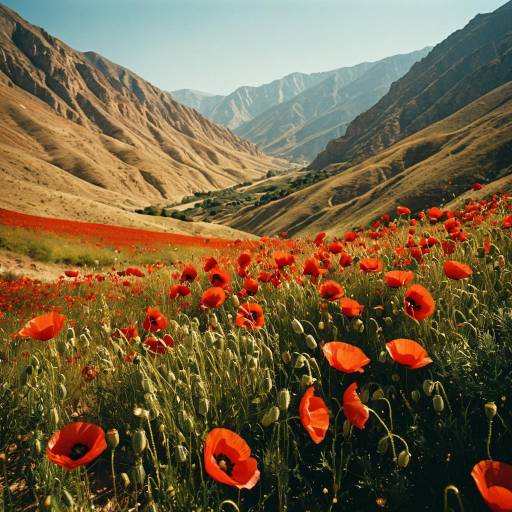 Vibrant Red Poppies in Sunlit Valley Vibrant Red Poppies in Sunlit Valley