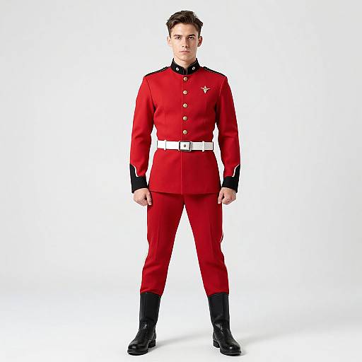 Male Trapeze Artist in Military Costume